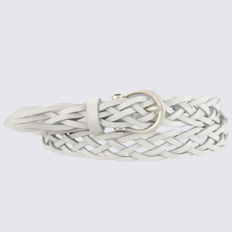 Ceinture Bernd Götz, ceinture tressée en nubuck blanc