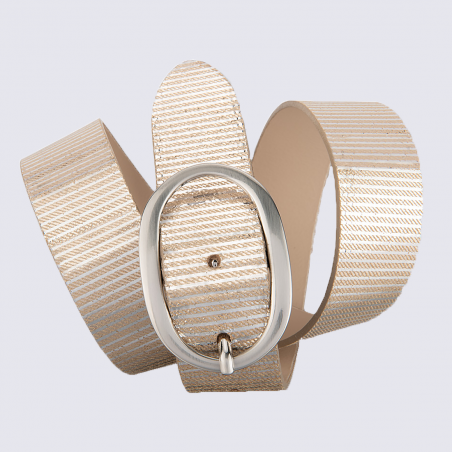 Ceinture Bernd Götz, ceinture tendance femme en cuir beige argenté