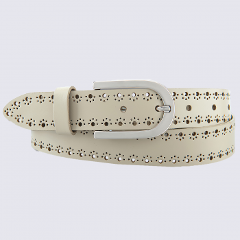 Ceinture Bernd Götz, ceinture tendance femme en cuir perforé beige