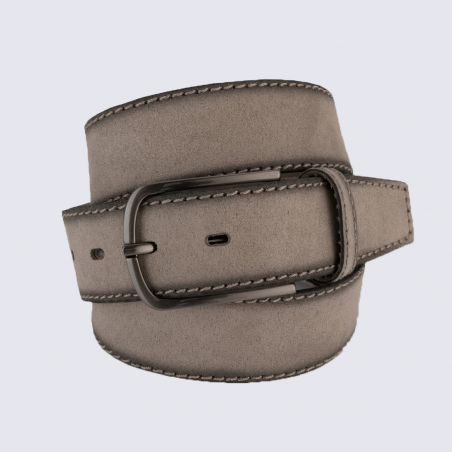 Ceinture Bernd Götz, ceinture classique en cuir velours gris