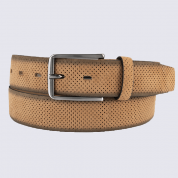 Ceinture Bernd Götz, ceinture classique en cuir velours camel