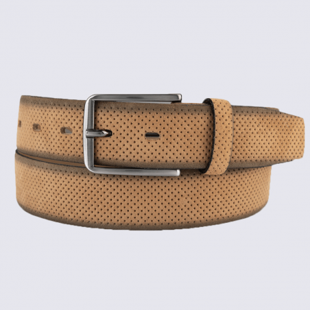 Ceinture Bernd Götz, ceinture classique en cuir velours camel