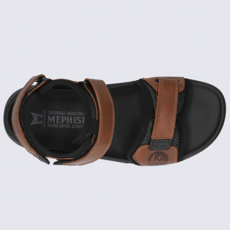 Sandales Mephisto, sandales sportive homme en cuir marron