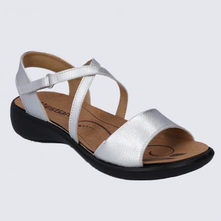 Sandales Westland by Josef Seibel, sandales tendances femme en cuir argenté Sandales Westland by Josef Seibel, sandales tendances femme en cuir argenté