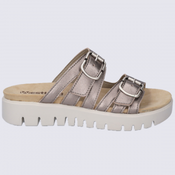 Mules Westland by Josef Seibel, mules tendances femme en cuir argenté