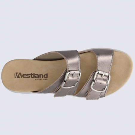 Mules Westland by Josef Seibel, mules tendances femme en cuir argenté Mules Westland by Josef Seibel, mules tendances femme en cuir argenté
