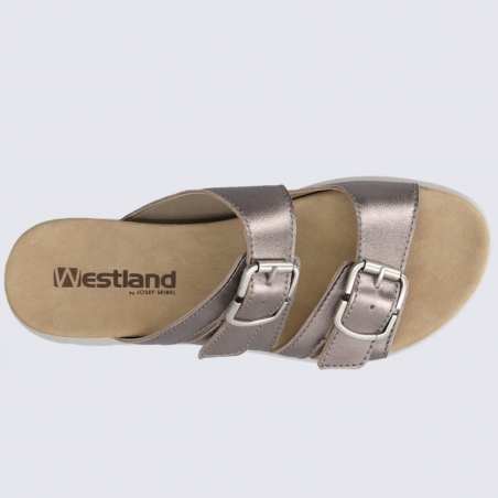 Mules Westland by Josef Seibel, mules tendances femme en cuir argenté