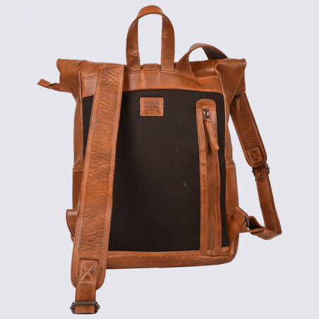 Sac à dos Bear, sac à dos tendance unisexe en cuir cognac