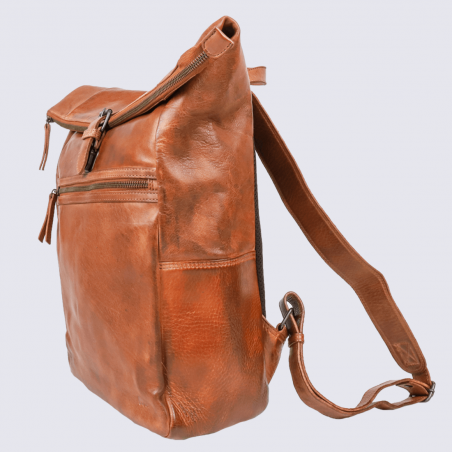 Sac à dos Bear, sac à dos tendance unisexe en cuir cognac