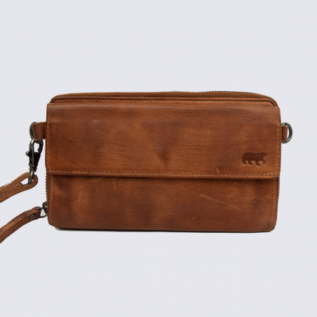 Pochette Bear, pochette à bandoulière mixte en cuir marron Pochette Bear, pochette à bandoulière mixte en cuir marron