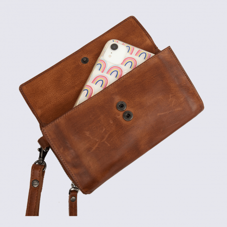 Pochette Bear, pochette à bandoulière mixte en cuir marron Pochette Bear, pochette à bandoulière mixte en cuir marron