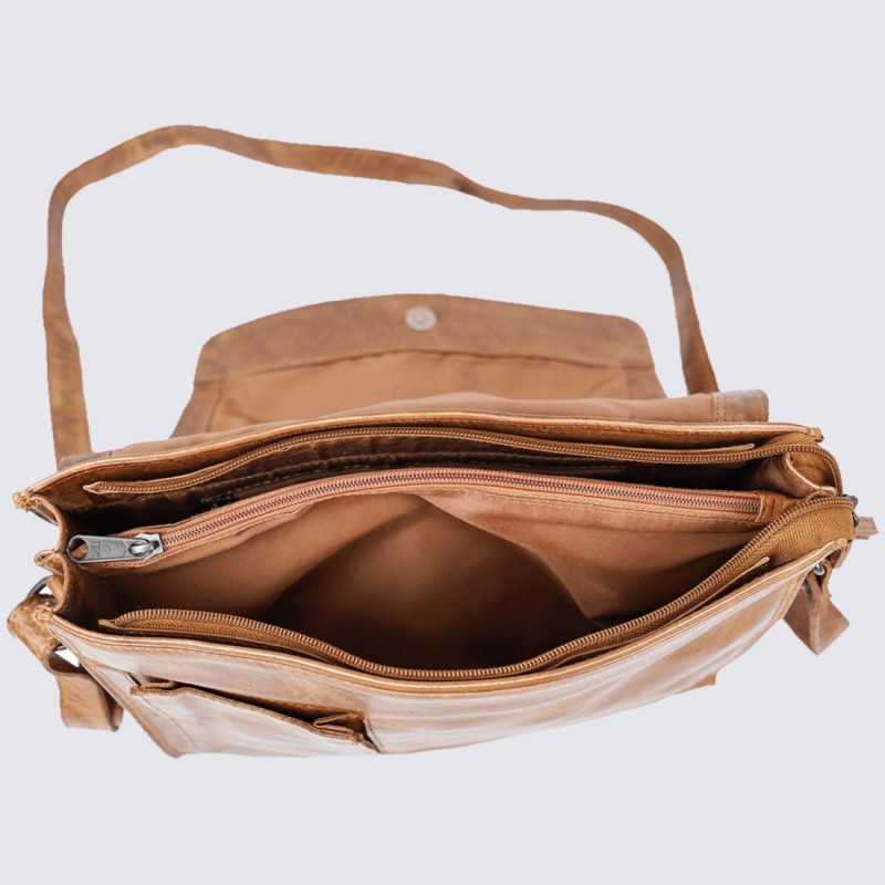 Sac à bandoulière Bear Design, sac à bandoulière tendance en cuir marron