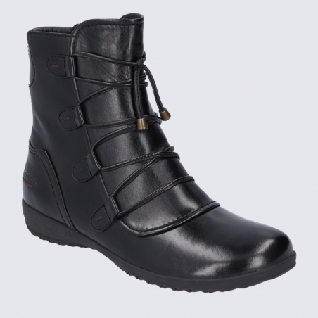 Bottines Josef Seibel, bottines à lacets femme en cuir noir