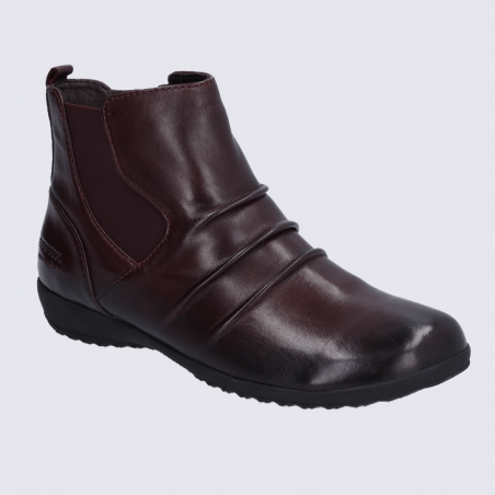 Bottines Josef Seibel, bottines à élastiques femme en cuir bordeaux