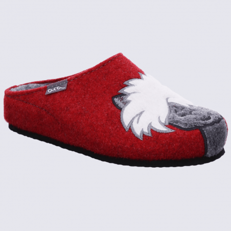 Mules Ara, mules confortables femme en laine rouge