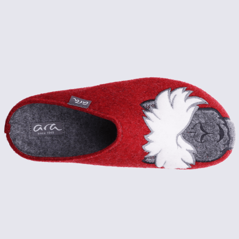 Mules Ara, mules confortables femme en laine rouge