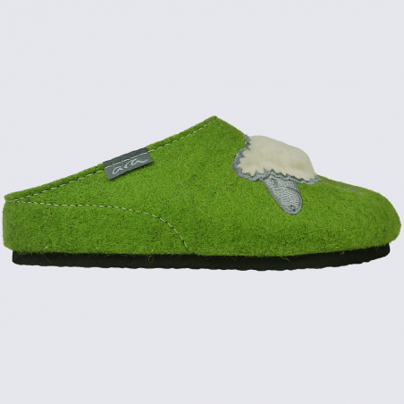 Mules Ara, mules confortables femme en laine vert