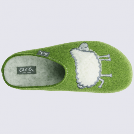 Mules Ara, mules confortables femme en laine vert