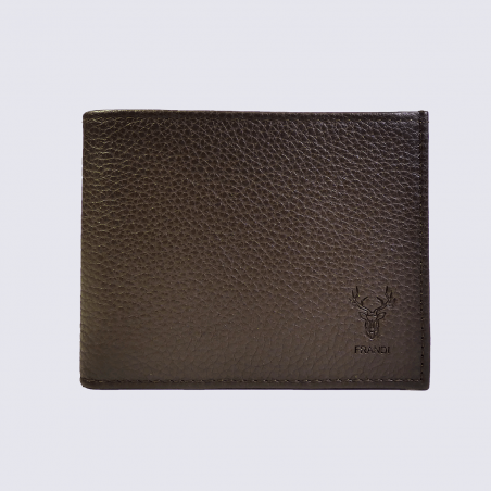 Portefeuille Frandi, portefeuille compact pour homme en cuir marron