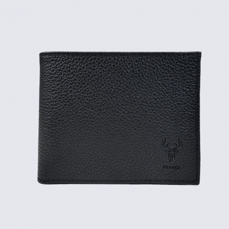 Portefeuille Frandi, portefeuille compact pour homme en cuir noir