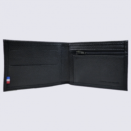 Portefeuille Frandi, portefeuille compact pour homme en cuir noir