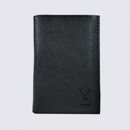 Portefeuille Frandi, portefeuille 2 volets pour homme en cuir noir