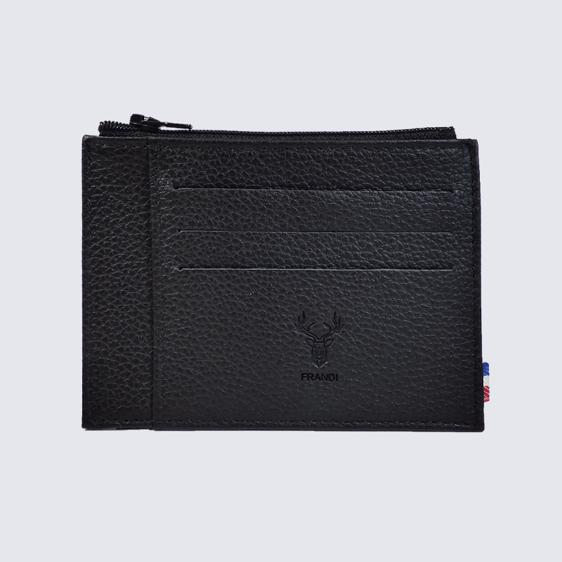Porte-cartes Frandi, porte-cartes pour homme en cuir noir