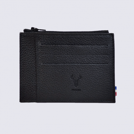 Porte-cartes Frandi, porte-cartes pour homme en cuir noir