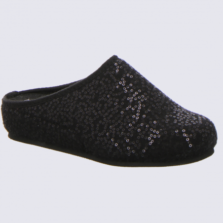 Mules Ara, mules à paillettes femme en laine noir