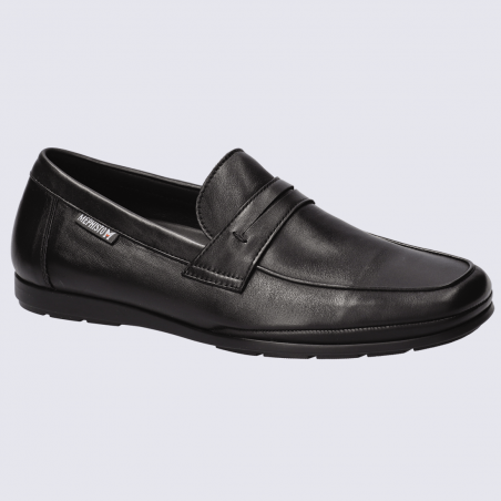 Mocassins Mephisto, mocassins décontractés homme en cuir lisse noir