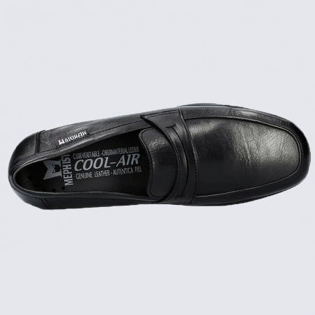 Mocassins Mephisto, mocassins décontractés homme en cuir lisse noir