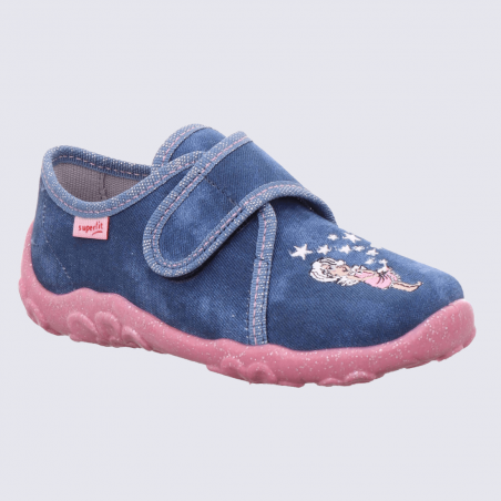 Chaussons Superfit, chaussons à velcros fille bleu étoile