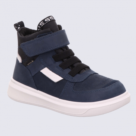 Baskets Superfit, baskets sportives garçons en cuir nubuck bleu