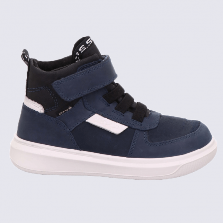 Baskets Superfit, baskets sportives garçons en cuir nubuck bleu