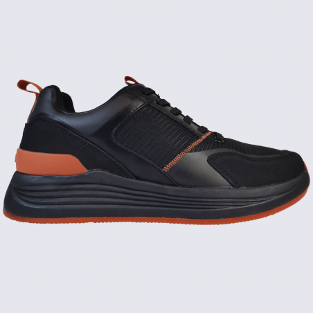 Baskets Ara, baskets sportives homme en cuir et textile noir