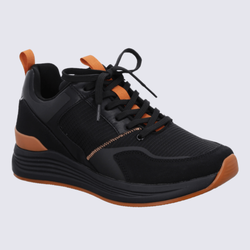 Baskets Ara, baskets sportives homme en cuir et textile noir