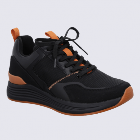 Baskets Ara, baskets sportives homme en cuir et textile noir