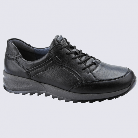 Chaussures Waldlaufer, chaussures confortables homme en cuir noir