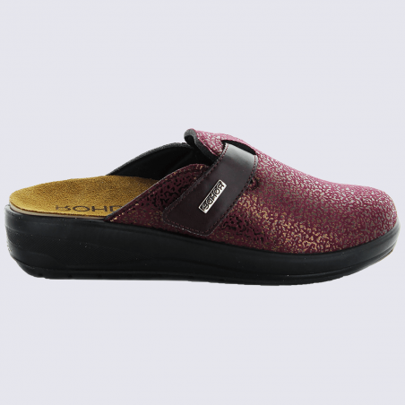 Mules Rohde, mules tendances femme en textile bordeaux