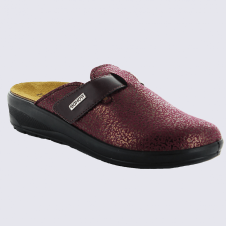 Mules Rohde, mules tendances femme en textile bordeaux