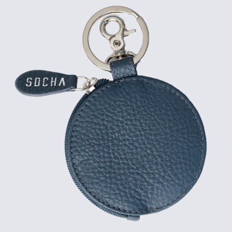 Porte-clés Socha, porte-clés disque femme en cuir gris