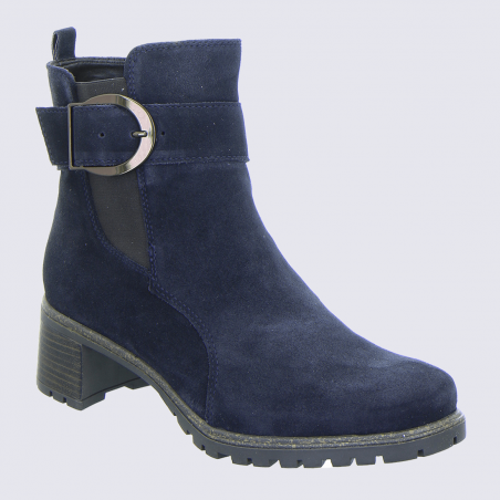 Bottines Ara, bottines élégantes à boucles femme en cuir velours bleu