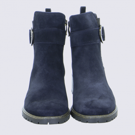 Bottines Ara, bottines élégantes à boucles femme en cuir velours bleu