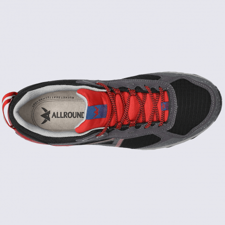 Chaussures Allrounder, chaussures de randonnée homme textile noir et rouge
