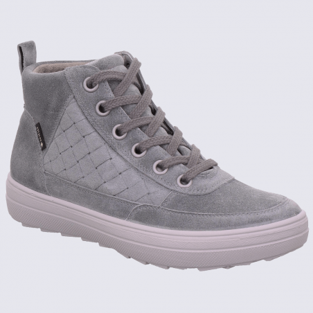 Baskets Legero, baskets montantes femme en cuir velours gris