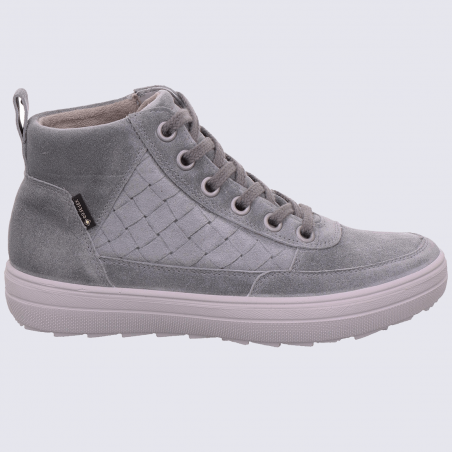 Baskets Legero, baskets montantes femme en cuir velours gris