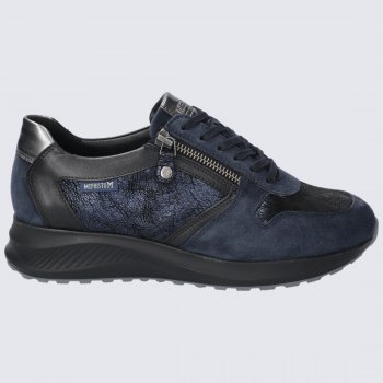 Baskets Mephisto, baskets tendances femme en cuir velours bleu