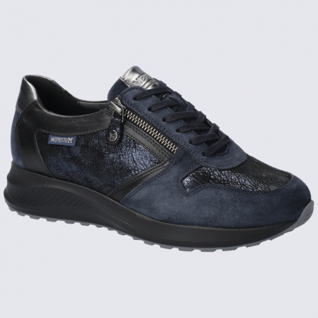 Baskets Mephisto, baskets tendances femme en cuir velours bleu