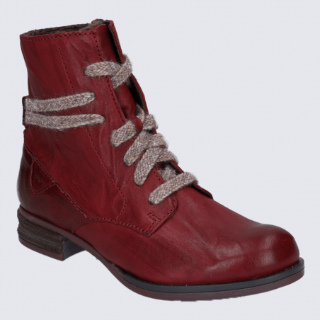 Bottines Josef Seibel, bottines à lacets femme en cuir bordeaux