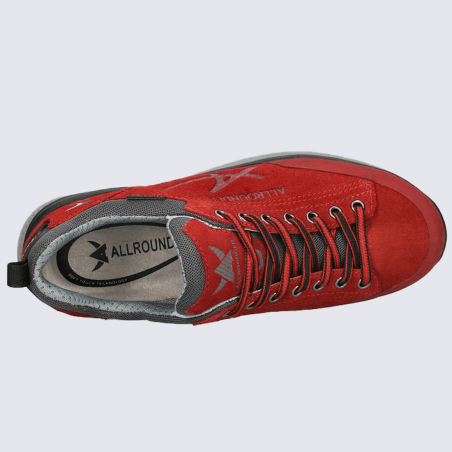 Baskets Allrounder, baskets confortables femme en cuir velours rouge